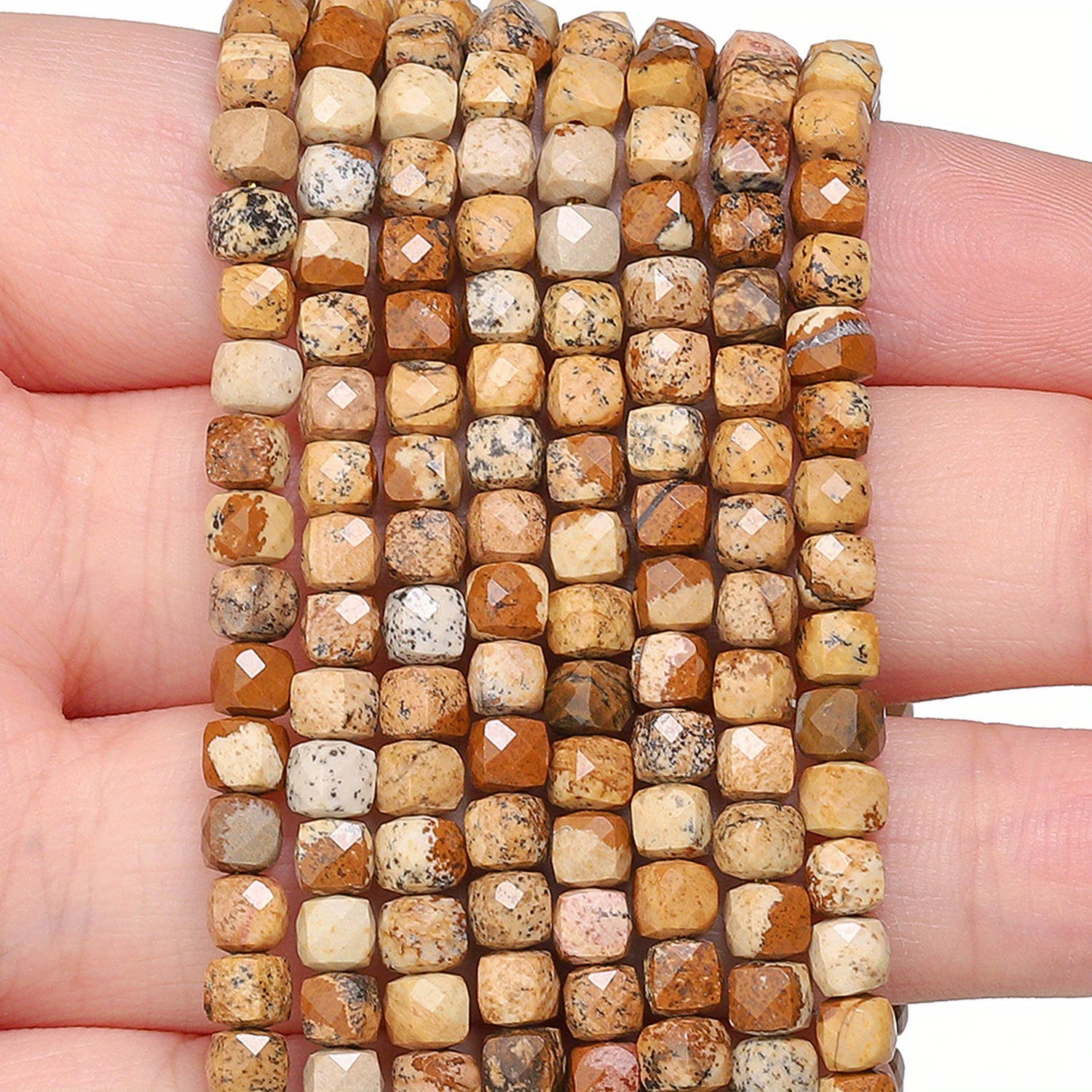 Natural Picture Jasper Stone Beads, 4mm for Jewelry Making